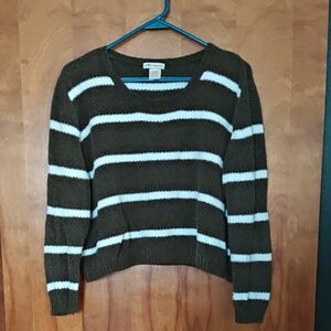 Cotton Emporium Cropped Chenile Striped Pullover